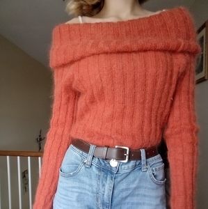 Fuzzy Orange Retro Sweater